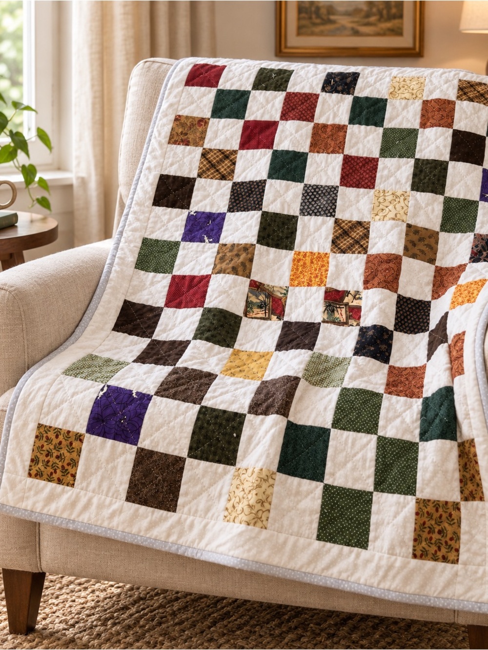 New Handmade Hand Stitched Patchwork Quilt 36” × 42”